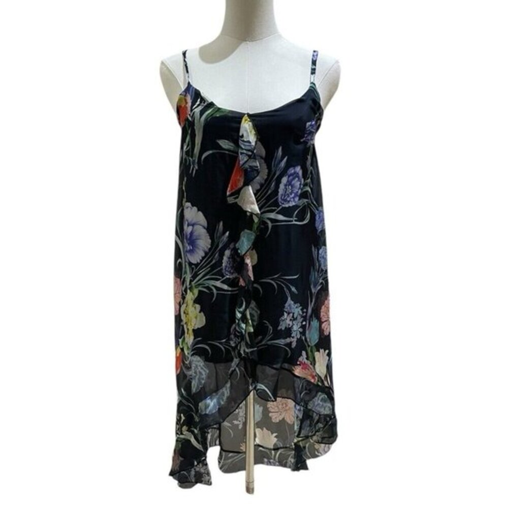 Lola Made in Italy Silk Viscose Floral Print High Low Tunic Retail $145